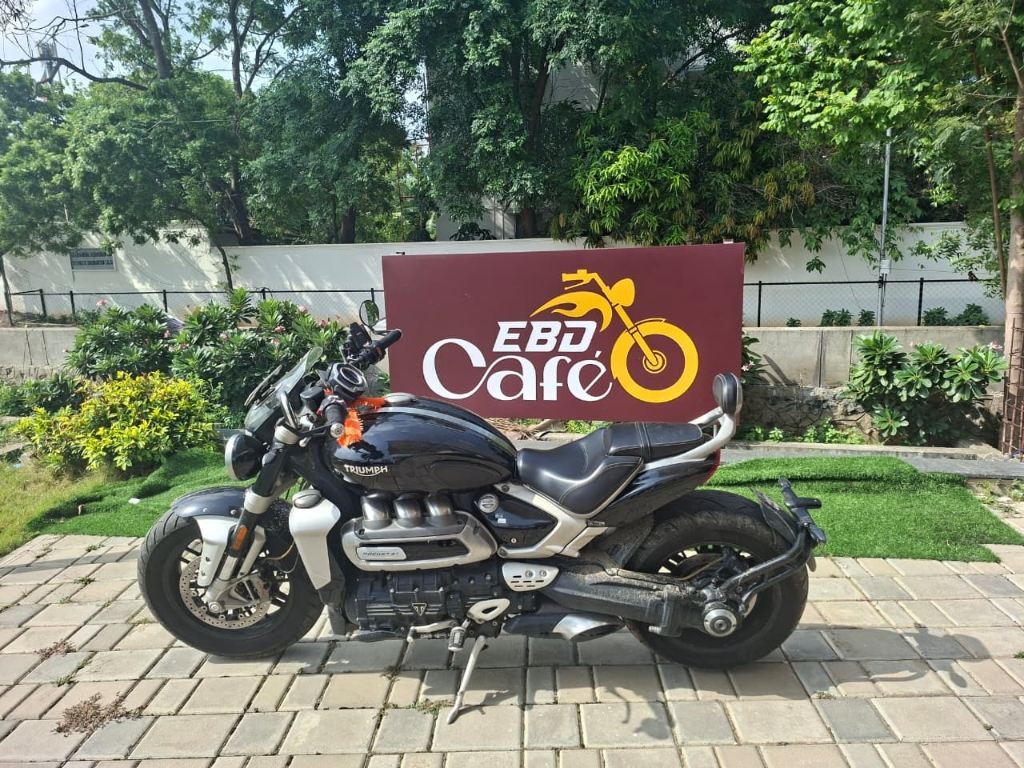 Premium motorcycle parked in showroom space
